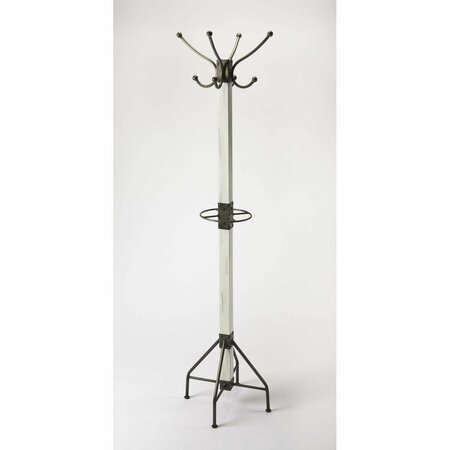 PALACEDESIGNS 74 x 18 x 18 in. Logan Square White & Black Wood Coat Rack Tree PA3096253